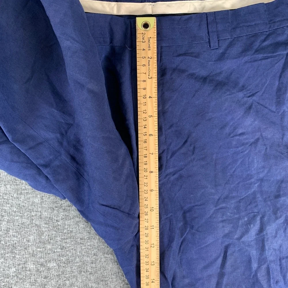 Vintage Polo Ralph Lauren Linen Pants Men 38x32 Blue Silk Trousers Old Money